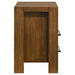 Warm brown Adderley 2-drawer nightstand by CoasterEveryday, featuring a sleek wooden design and functional bedside storage.