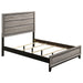 Light taupe four-piece bedroom furniture set by CoasterEveryday, includes bed frame, nightstands, and dresser, shown in a modern bedroom setting.