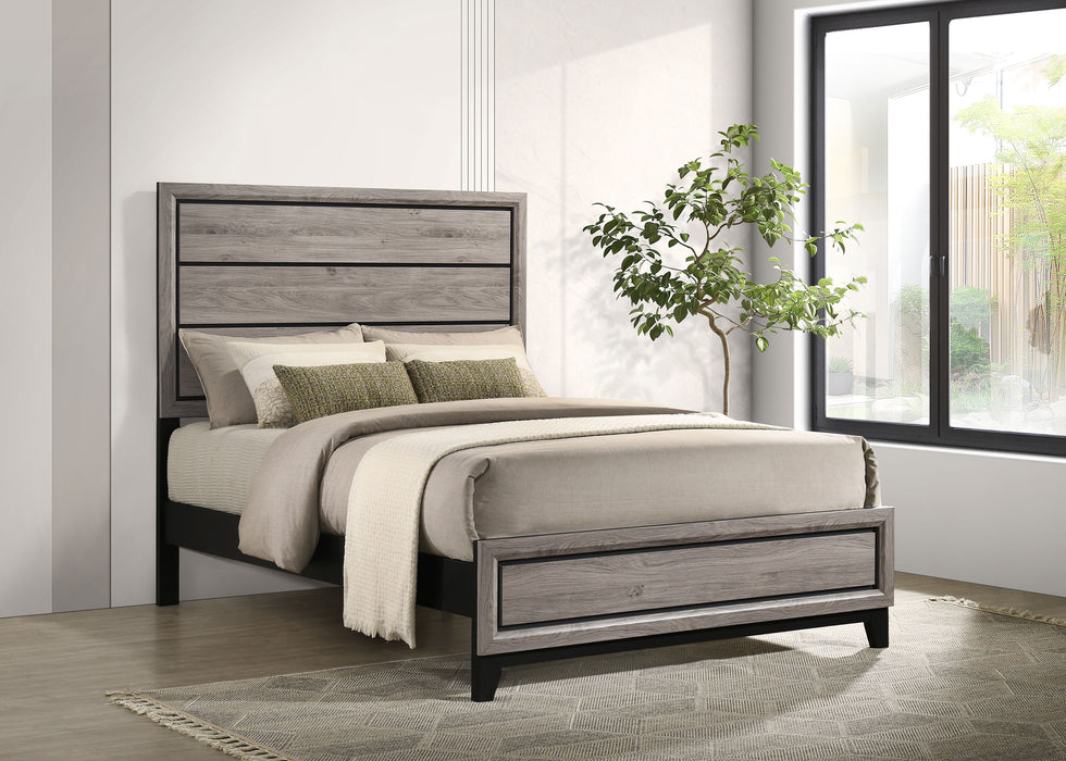 Valen Wood Full Panel Bed Light Taupe