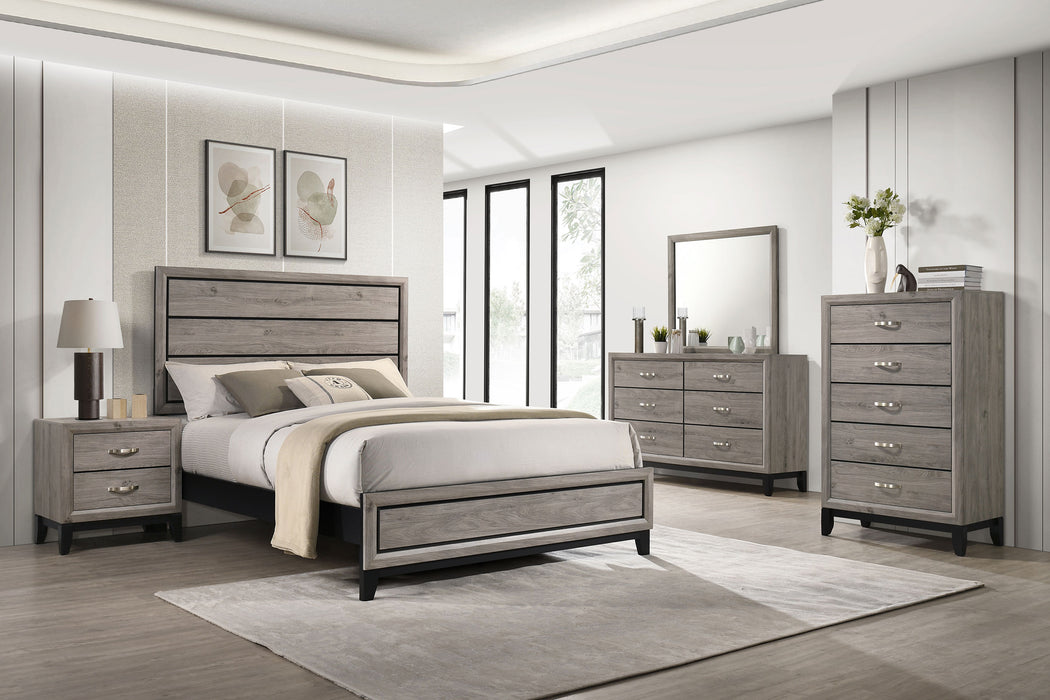 Valen Wood Eastern King Panel Bed Light Taupe