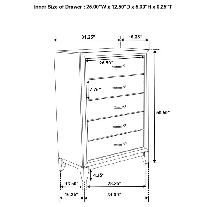 Valen Five-piece Twin Bedroom Set Light Taupe