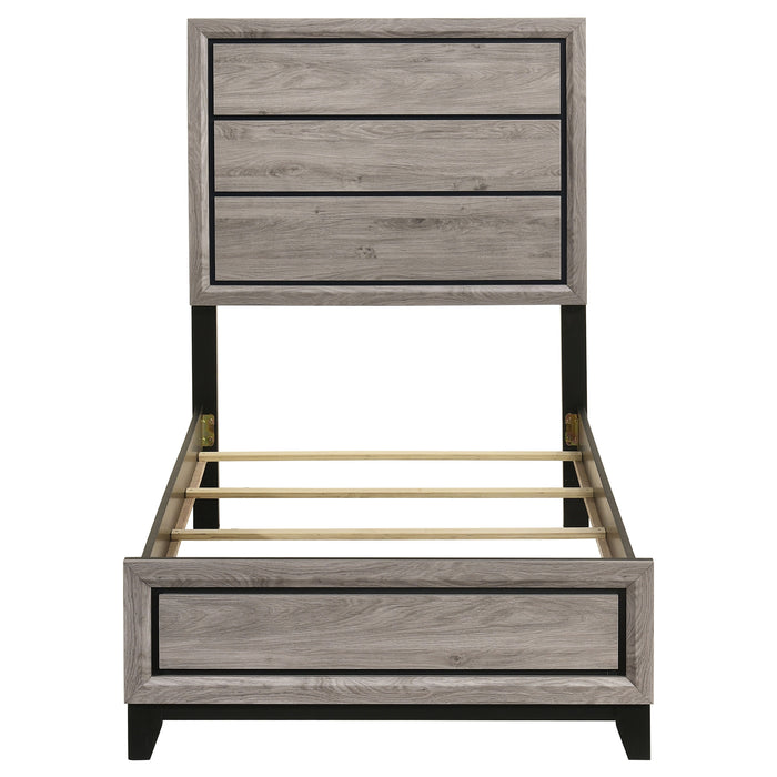 Valen Wood Twin Panel Bed Light Taupe
