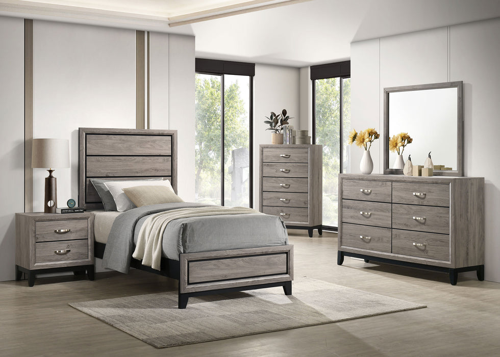 Valen Wood Twin Panel Bed Light Taupe