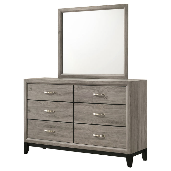 Valen 6-drawer Bedroom Dresser and Mirror Light Taupe
