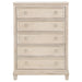 CoasterEveryday Pembroke 5-drawer chest of drawers in washed oak finish, showcasing sleek wooden handles and smooth drawer fronts.