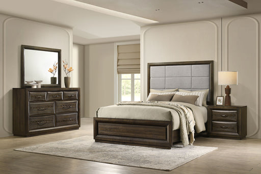 Atlas 4-piece California King bedroom set by CoasterEveryday in dark oak with bed, nightstands, and dresser