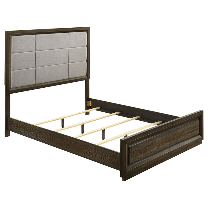 Atlas 4-piece queen bedroom set by CoasterEveryday in dark oak with bed, dresser, mirror, and nightstand