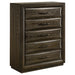 Dark oak Atlas 5-piece queen bedroom set by CoasterEveryday, showing a bed frame, dresser, and matching bedside tables.
