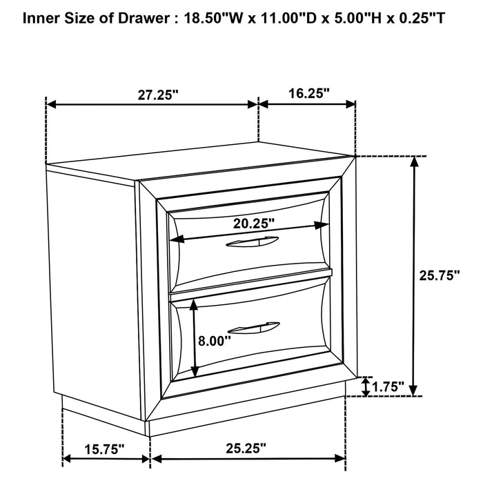 Atlas 2-drawer Bedroom Nightstand Bedside Table Dark Oak