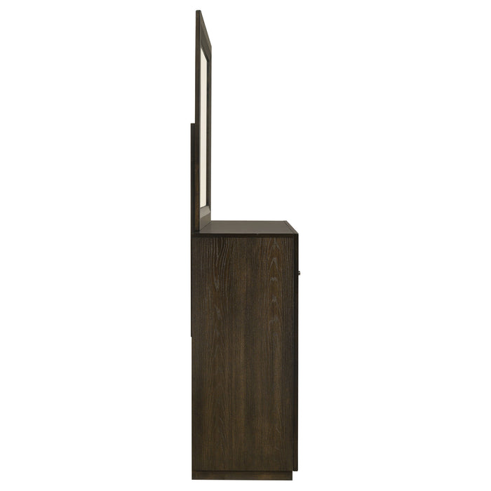Atlas 7-drawer Bedroom Dresser and Mirror Set Dark Oak