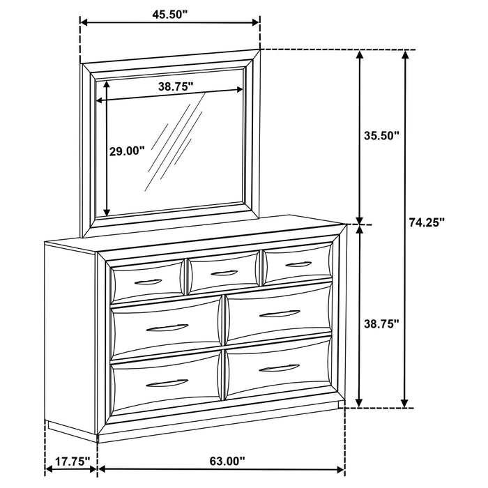 Atlas 7-drawer Bedroom Dresser and Mirror Set Dark Oak