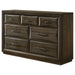 CoasterEveryday Atlas 7-drawer bedroom dresser cabinet in dark oak finish