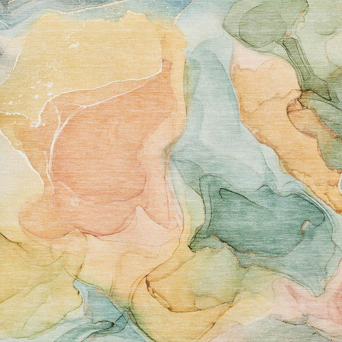 10' X 14' Abstract Washable Area Rug With UV Protection (646704) - Blue / Green / Orange