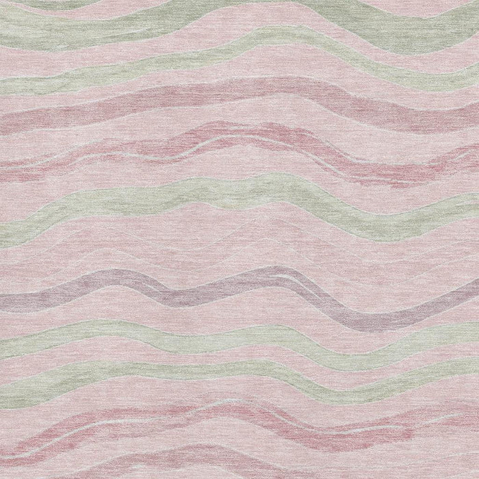 10' X 14' Striped Washable Area Rug With UV Protection (694580) - Pink / Ivory / Mint Green