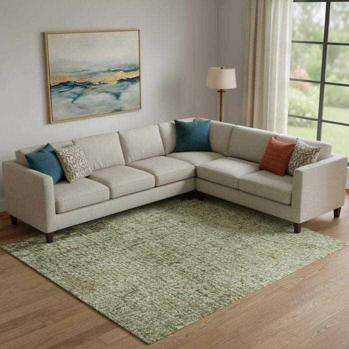 10' X 14' Abstract Washable Area Rug With UV Protection (707635) - Olive Green / Brown