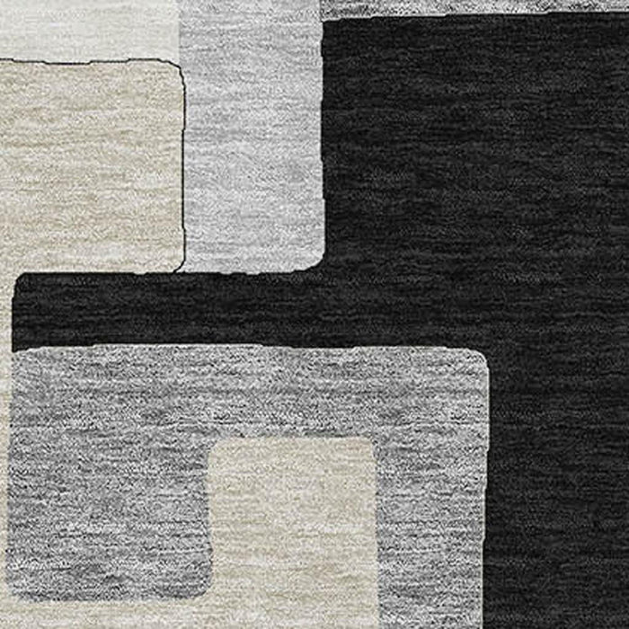 10' X 14' Geometric Washable Area Rug With UV Protection (675696) - Black / Ivory / Beige