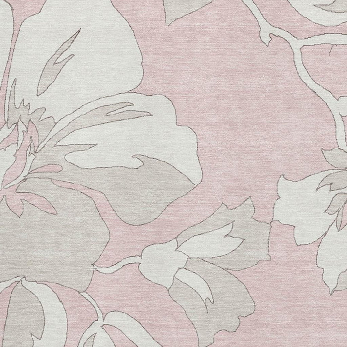 8' X 10' Floral Washable Area Rug With UV Protection (668009) - Pink / Ivory