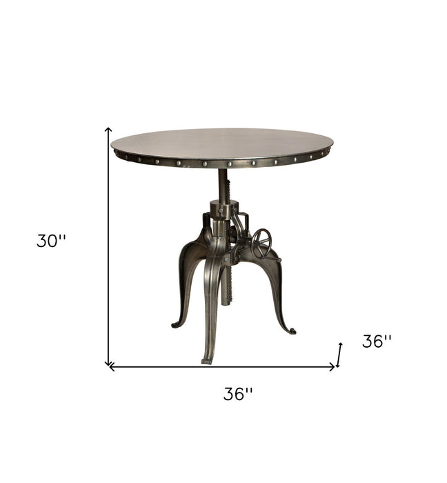 36" Metal Pedestal Base Adjustable Height Round Top Dining Table - Gunmetal