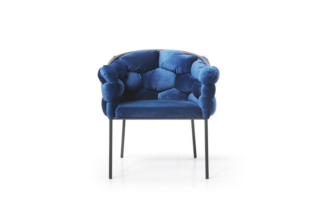 Upholstered Fabric Dining Arm Chair - Blue