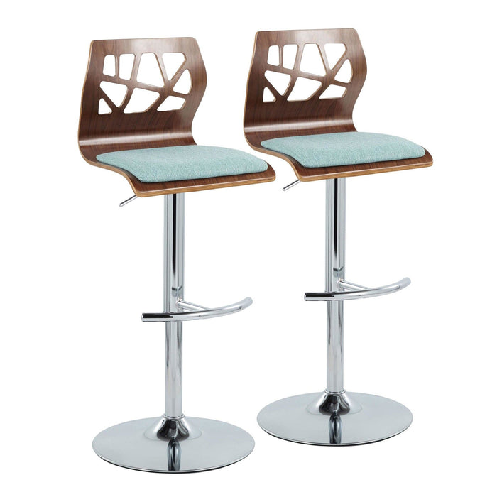 Folia - Adjustable Swivel Barstool (Set of 2) - Chrome Metal And Walnut Back