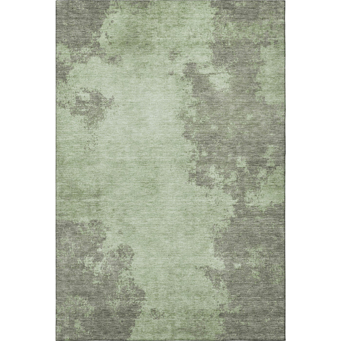 10' X 14' Abstract Washable Area Rug With UV Protection (707875) - Artichoke Green / Gray