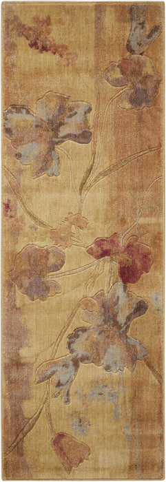 6' Floral Runner Rug (556129) - Beige / Red / Orange