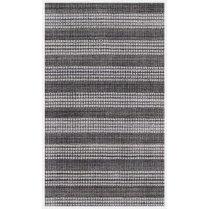 5' x 8' Striped Hand Loomed Area Rug - Dark Gray And White