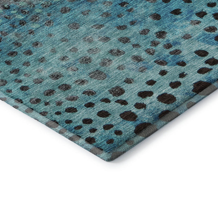 10' X 14' Polka Dot Washable Area Rug With UV Protection (683644) - Blue / Copper / Ivory