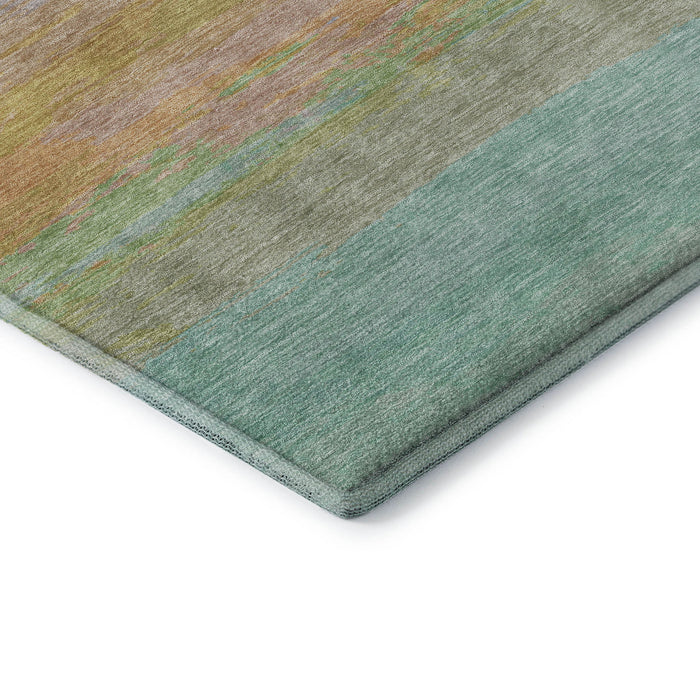 10' X 14' Striped Washable Area Rug With UV Protection (692661) - Lavender / Orange / Teal