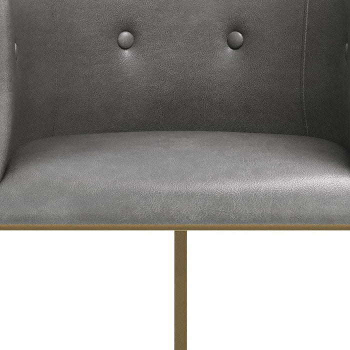 Fabric Low Back Counter Height Bar Chair - Gray / Gold