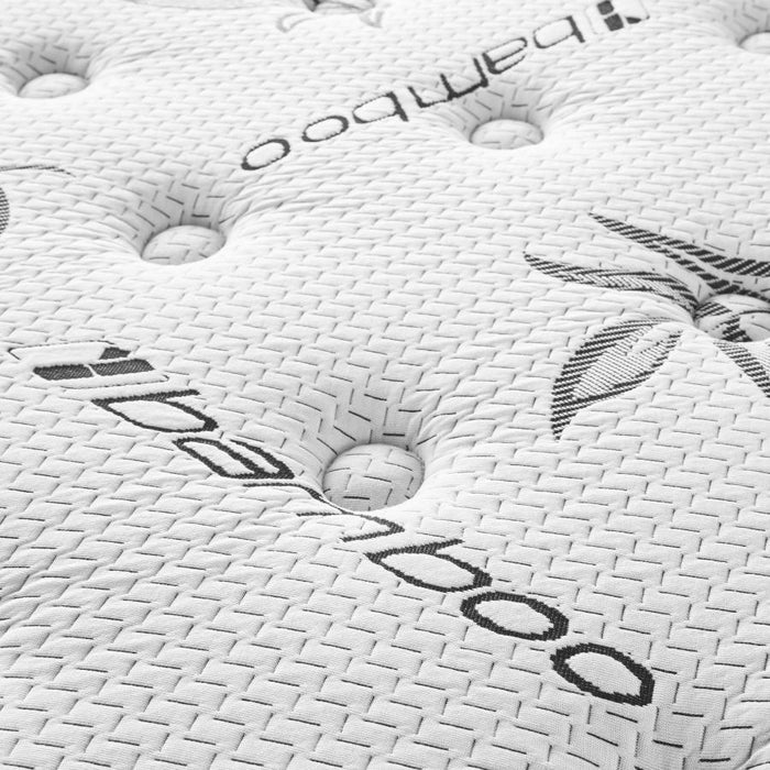 Sommet - Queen Bamboo Euro Top Memory Foam Hybrid Mattress - White