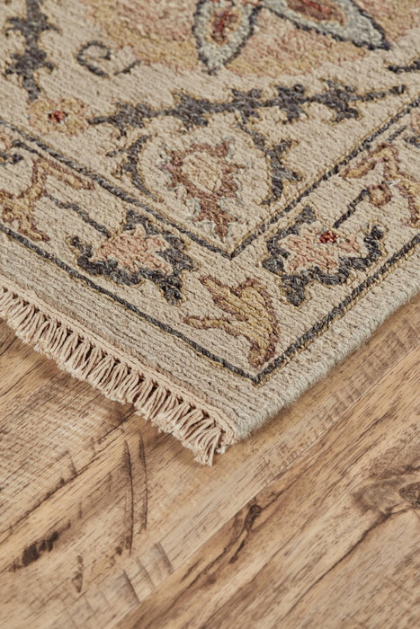9' X 13' Wool Oriental Hand Knotted Area Rug (744100) - Tan / Gray / Red