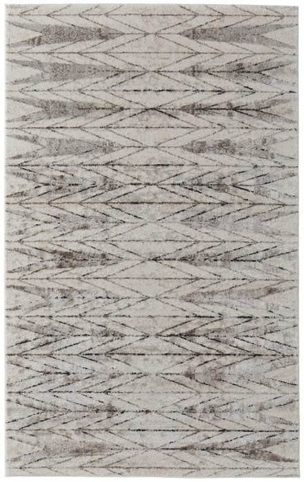 12' x 15' Geometric Power Loom Area Rug - Brown And Ivory