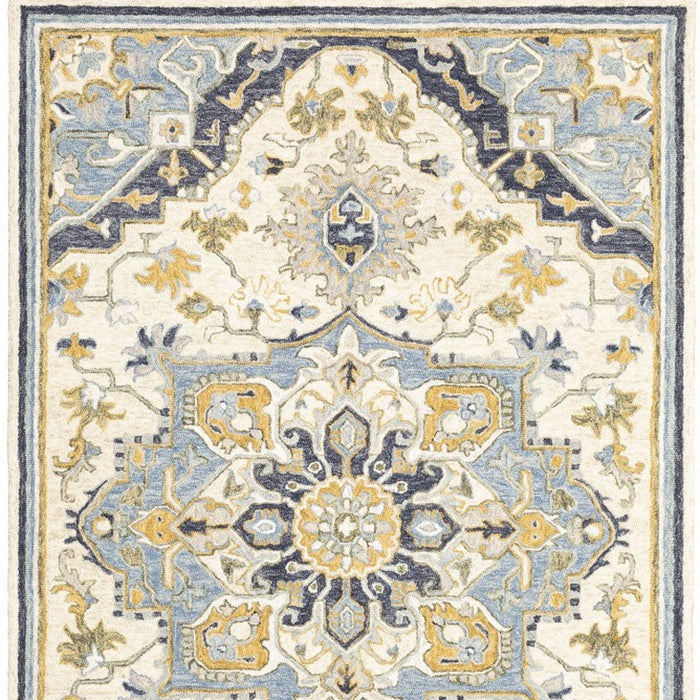 8' x 10' Bohemian Rug - Blue And Ivory