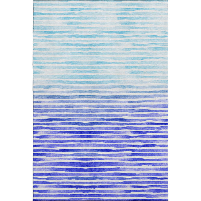 8' X 10' Geometric Washable Area Rug With UV Protection (645880) - Blue / Ivory