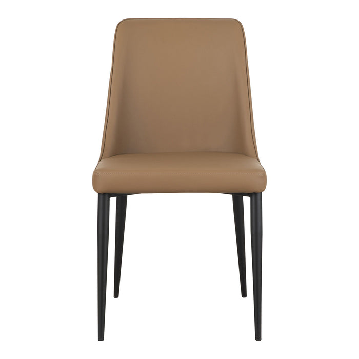 Upholstered Faux Leather Dining Side Chairs (Set of 2) - Tan / Black