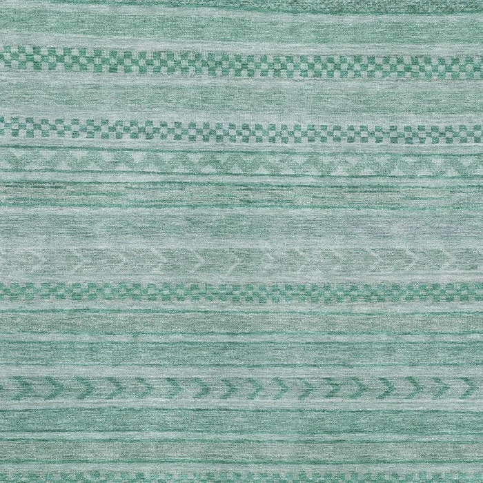 10' X 14' Striped Washable Area Rug With UV Protection (695222) - Turquoise / Teal