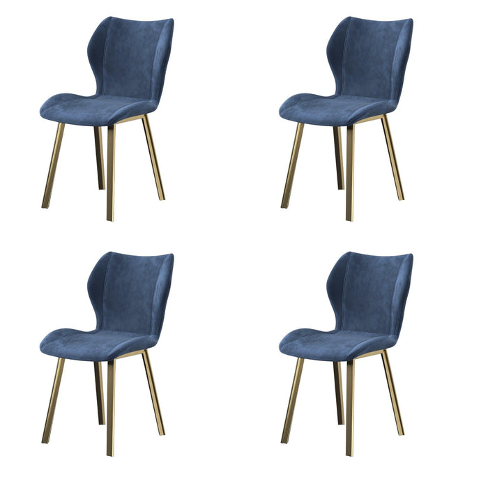 Upholstered Velvet Dining Side Chairs (Set of 4) - Blue