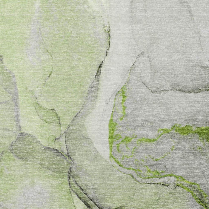 3' X 5' Abstract Washable Area Rug With UV Protection (646823) - Green / Gray / Ivory