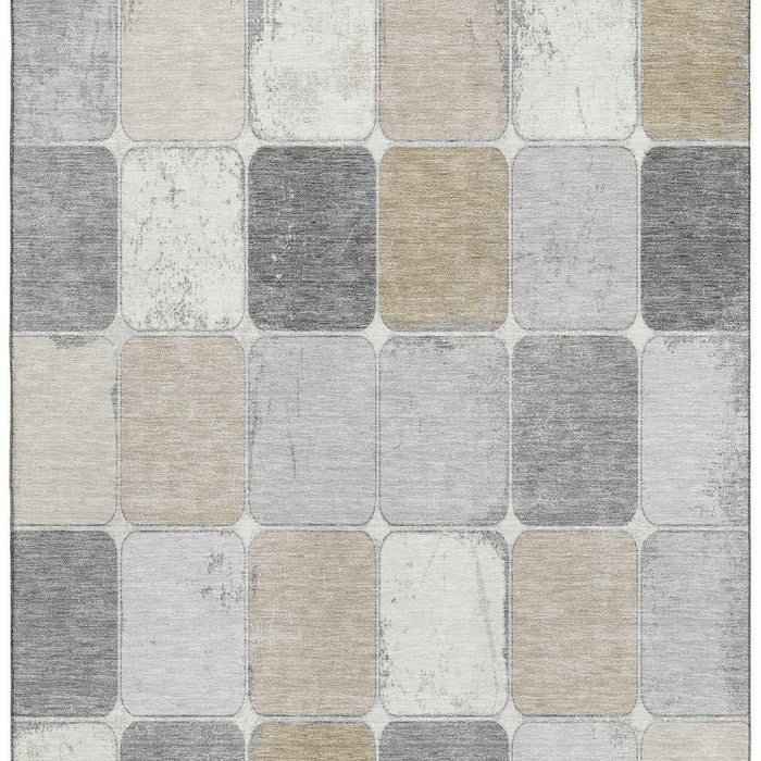10' X 14' Geometric Washable Area Rug With UV Protection (709102) - Beige / Gray / Silver