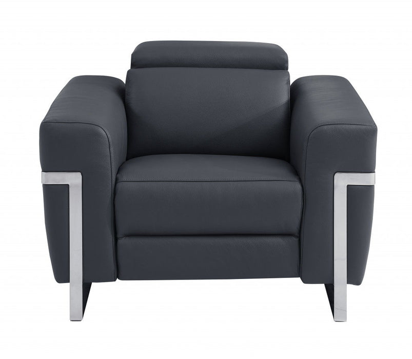Leather Power Recliner Chair - Dark Gray
