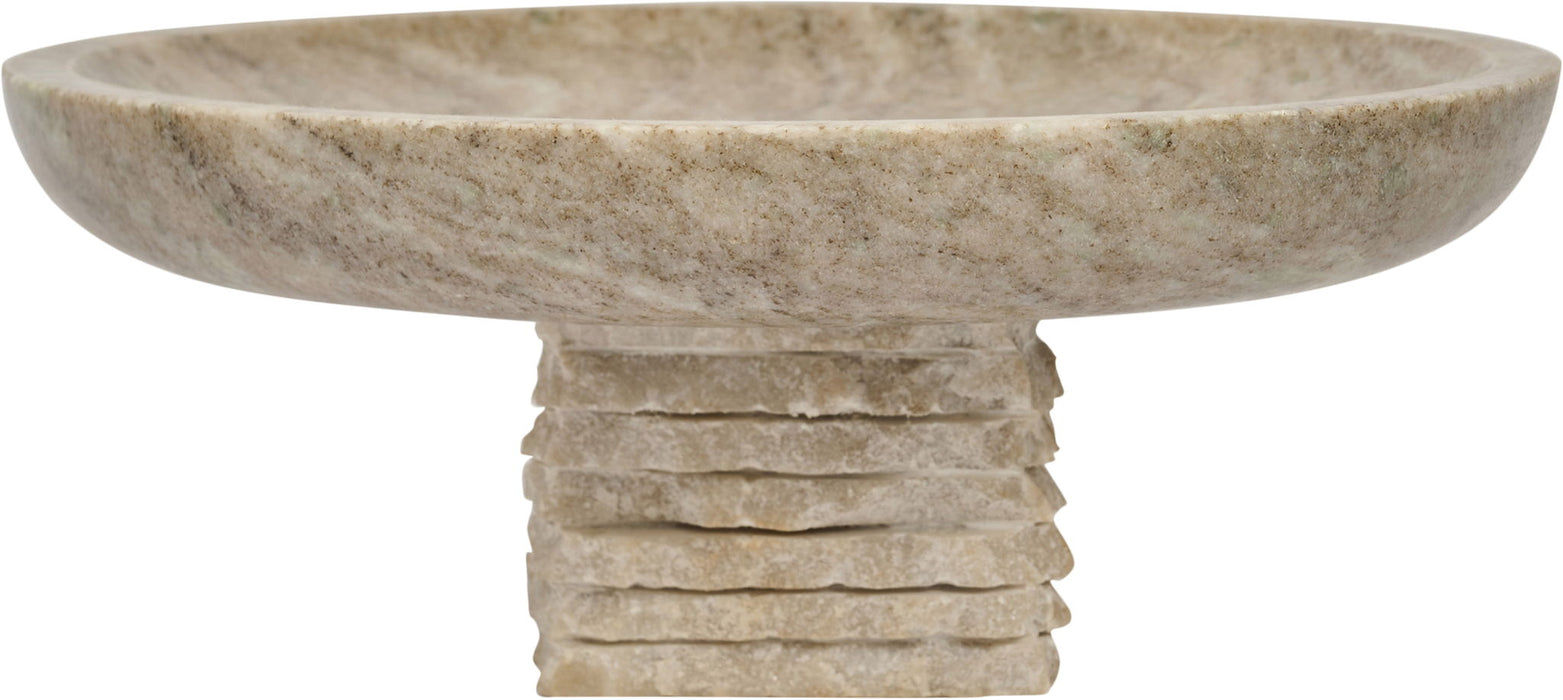 Marble bowl by Meridian Furniture with elegant white and gray veining, suitable as a decorative plate or serving bowl.