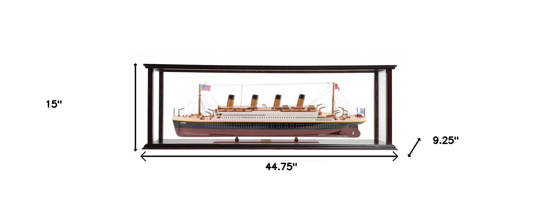 Hand Painted 1912 RMS Titanic Large Display Case Model Boat - Black / Red