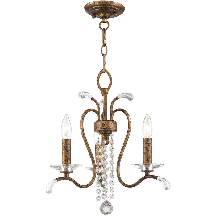 18" Three Light Metal Dimmable Chandelier With Shades - Bronze / Clear