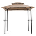 Giga outdoor grill gazebo with double-tier soft top canopy, steel frame, bar counters, and hooks for outdoor cooking and shade.
