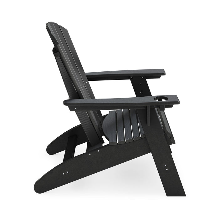 Giga Adirondack arm chair made of durable HDPE poly lumber, perfect for poolside, patio, or garden relaxation.