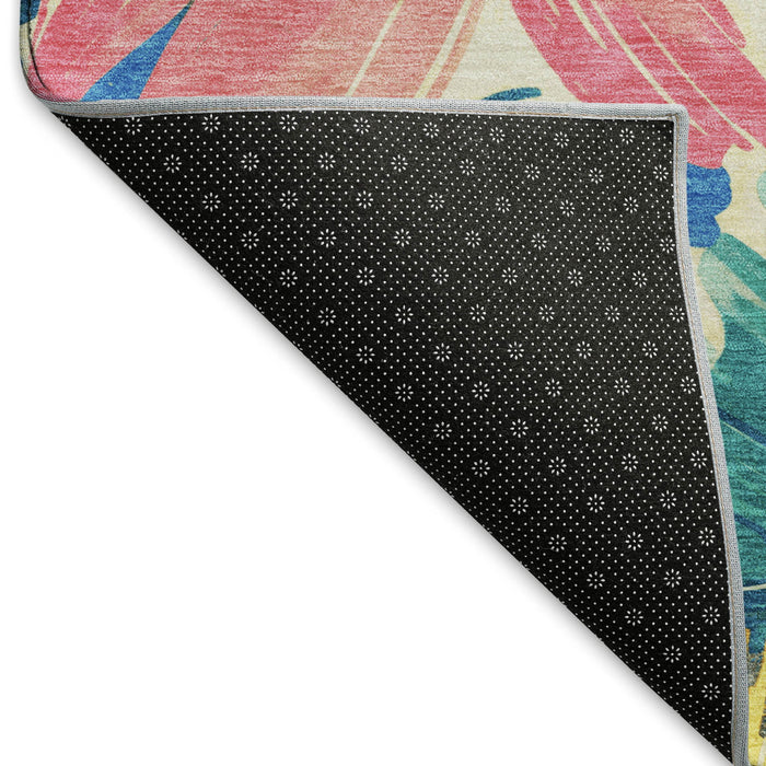 10' X 14' Floral Washable Area Rug With UV Protection (693954) - Blush / Yellow / Blue