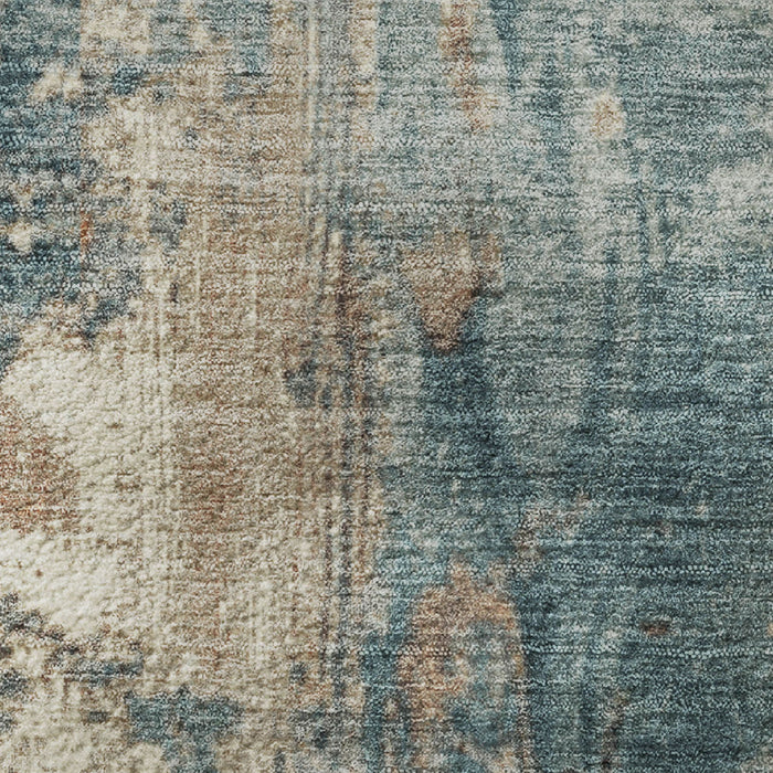 10' X 14' Abstract Washable Area Rug With UV Protection (706373) - Teal / Orange