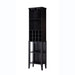 Giga wooden wine bottle rack with four shelves, red cocoa and espresso finish, designed to hold wine bottles and glasses securely.