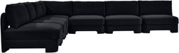 Meridian Furniture Hammond velvet performance fabric 7-piece armless sectional sofa with plush upholstery and modern design.